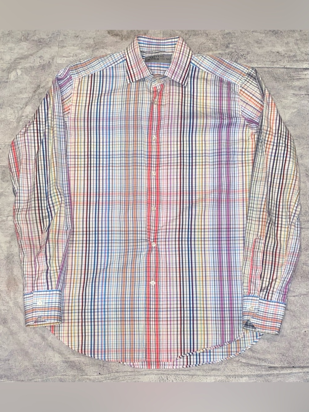 Etro Multicolor Plaid Check Striped Button Up Down Casual Dress Shirt M 40 Italy